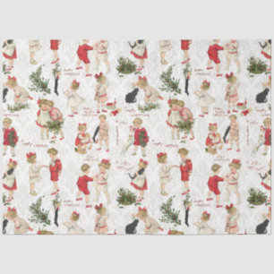 Festive Vintage Children & Christmas Greetings Tis Tissue Paper