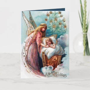 festive vintage Christmas Angel Holiday Card