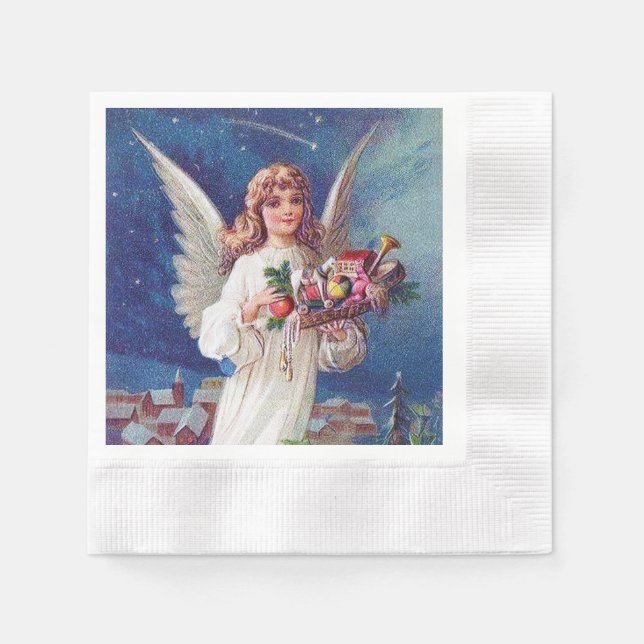 festive vintage Christmas Angel Holiday party  Napkin (Front)
