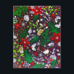 Festive Vintage Christmas Botanical Forest  Holiday Postcard<br><div class="desc">Retro beautiful and colourful watercolor Christmas nature with pine cones,  berries,  and foliage on dark background.</div>