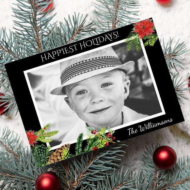 Festive Vintage Christmas Botanicals Holiday Photo (Creator Uploaded)