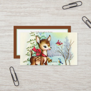 festive vintage Christmas deer add information Business Card