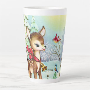 festive vintage Christmas deer Holiday Latte Mug