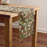 Festive Vintage Christmas Ephemera Collage-Green Long Table Runner<br><div class="desc">Fun,  festive,  colourful and intricate holiday pattern featuring jolly old world Christmas ephemera from Victorian-era greeting cards,  including Santas in ornate frames,  holly,  mistletoe,  sleds,  winter scenes,  happy children and Merry Christmas greetings on green background.</div>