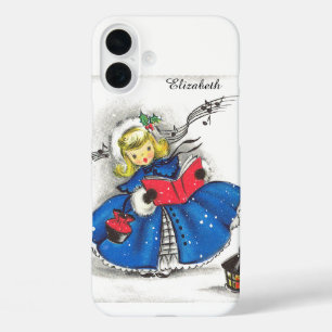 Festive Vintage Christmas girl iPhone 16 Plus Case