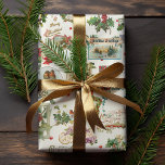 Festive Vintage Christmas Greetings Collage-Ecru  Wrapping Paper<br><div class="desc">Festive,  fun and unique holiday seamless pattern featuring vintage Merry Christmas greetings in decorative script with traditional floral embellishments,  including holly,  ribbons,  angels,  winter landscape vignettes,  birds and red berries. Ecru background.</div>