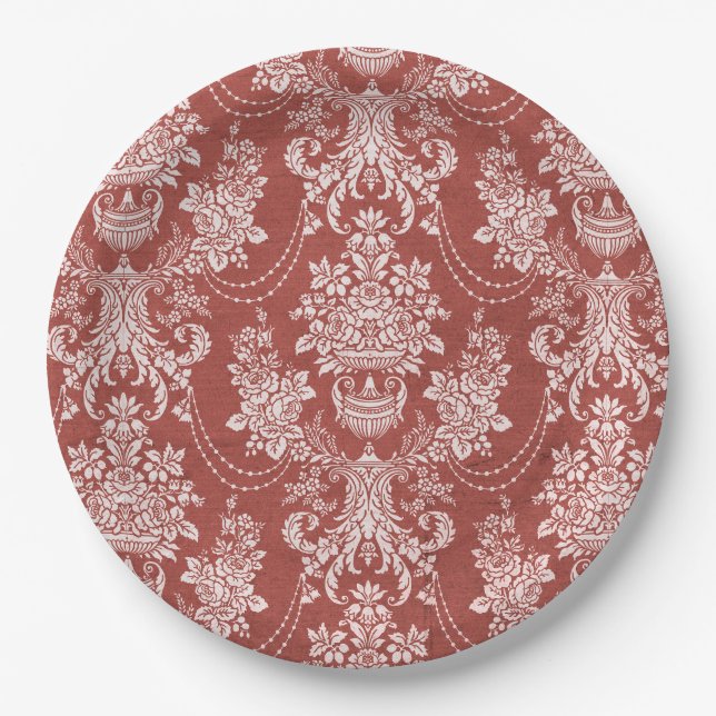 Festive Vintage Christmas Party Paper Plate (Front)