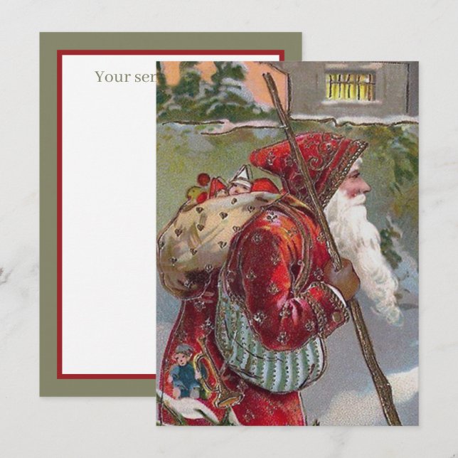 festive vintage Christmas Santa add sentiment Card (Front/Back)