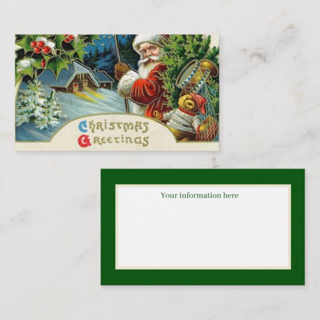 Festive vintage Christmas Santa Holiday Business Card (Front/Back)