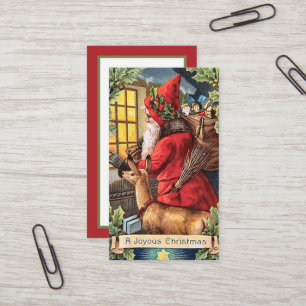 festive vintage Christmas Santa Holiday  Business Card