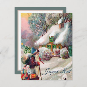 festive vintage Christmas Santa Holiday Card
