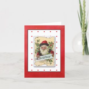 Festive Vintage Framed Santa Christmas Card