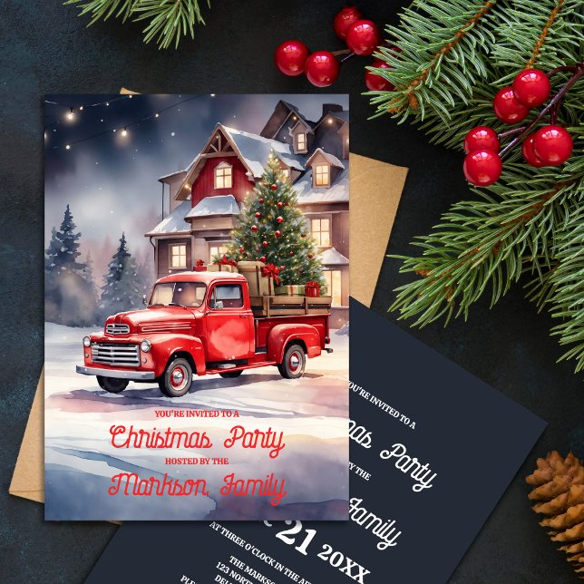 Festive Vintage Holiday Scene Christmas Party Invitation (Creator Uploaded)