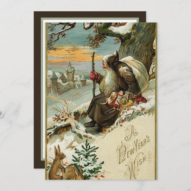 Festive vintage New Year  Card (Front/Back)