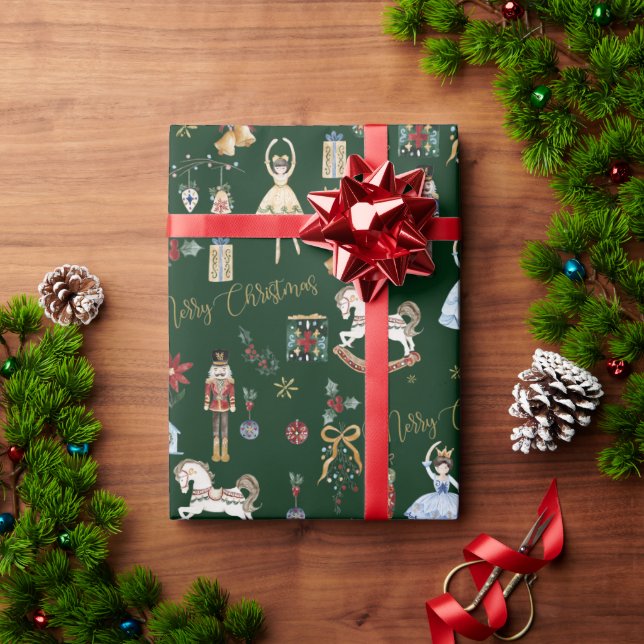 Festive Vintage Nutcracker Ballet Merry Christmas Wrapping Paper (Holiday Gift)