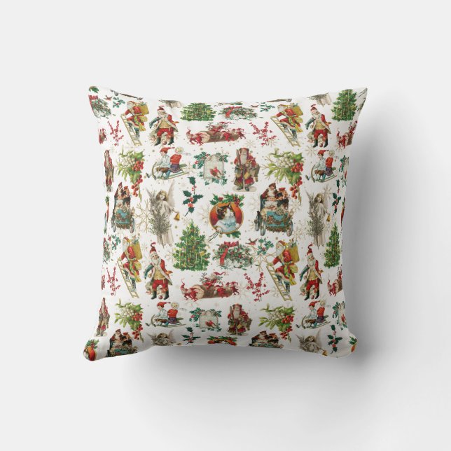 Festive Vintage Retro Christmas Holiday Cushion (Back)