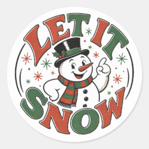 Festive Vintage Retro Christmas Snowman Classic Round Sticker