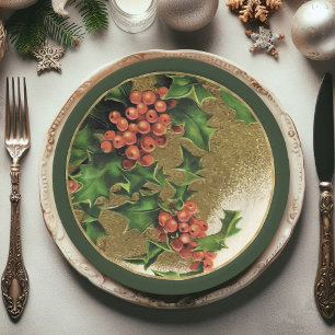 Festive Vintage Santa Claus Christmas Paper Plates