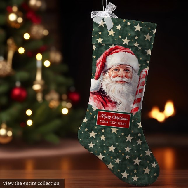 Festive Vintage Santa Claus Christmas Stocking (vintage santa claus christmas stocking personalized)