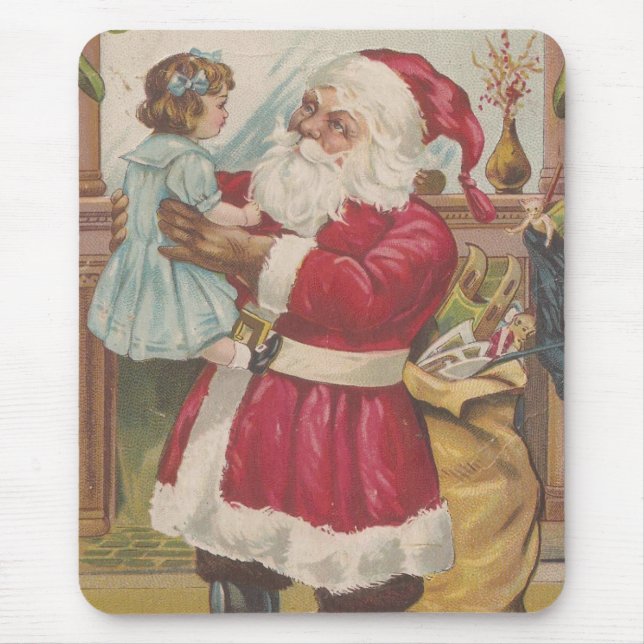 Festive Vintage Santa  Mouse Mat (Front)