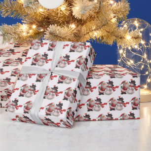 festive vintage snowman Santa tiled  Wrapping Paper