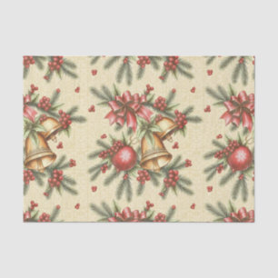 Festive Vintage Victorian Christmas Bells Bows Tissue Paper