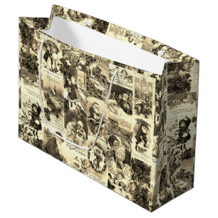 Festive Vintage Victorian Christmas Santa Collage Large Gift Bag