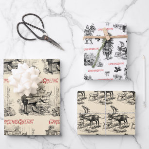 Festive Vintage Victorian Christmas with Santa Wrapping Paper Sheet