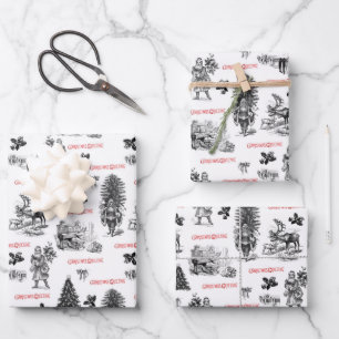 Festive Vintage Victorian Christmas with Santa Wrapping Paper Sheet