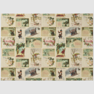 Festive Vintage Winter Christmas Ephemera Collage Tissue Paper