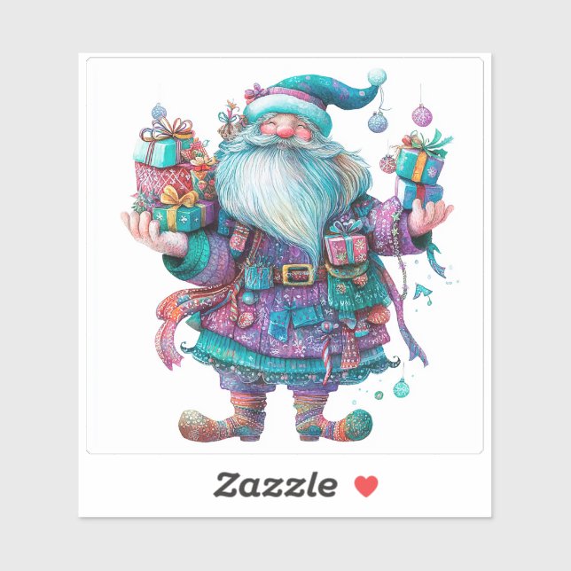 Festive Violet Santa & Gifts: Merry Christmas! (Sheet)