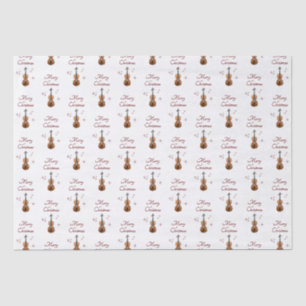 Festive Violins Musical Christmas Snowflakes Tissue Paper