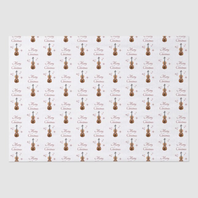Festive Violins Musical Christmas Snowflakes  Tissue Paper (Front)