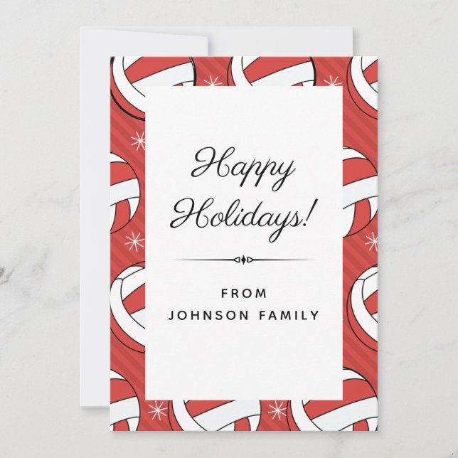 Festive Volleyball Pattern Balls & Snowflakes Xmas Holiday Card (Front)