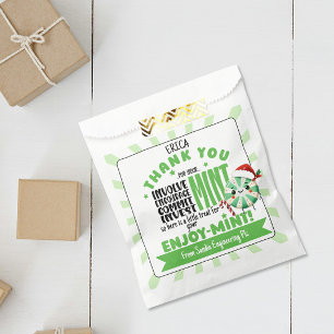 Festive volunteer thank you Mint Holiday favor Favour Bags