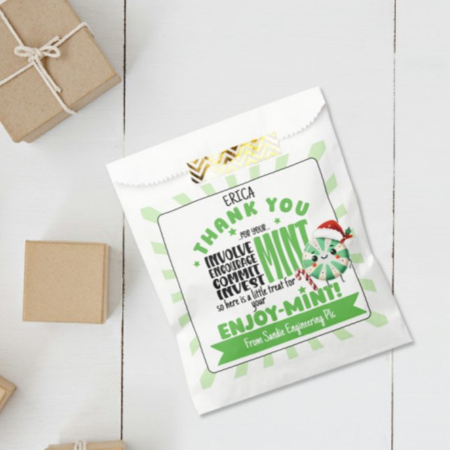 Festive volunteer thank you Mint Holiday favour Bags (Creator Uploaded)