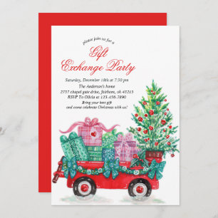 Festive Watercolor Christmas Gift Exchange Party  Invitation