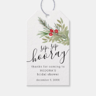 Festive Watercolor Christmas Greenery Gift Tags