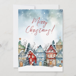 Festive Watercolor Christmas Greeting Card