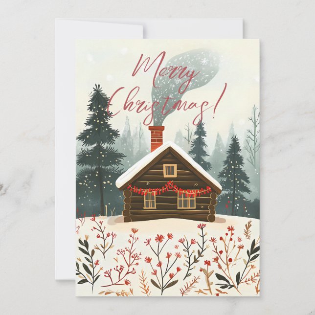 Festive Watercolor Christmas Greeting Card (Front)