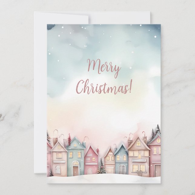 Festive Watercolor Christmas Greeting Card (Front)