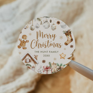 Festive Watercolor Christmas Party  Classic Round Sticker