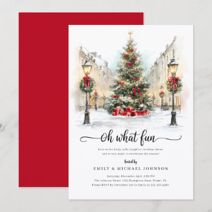 Festive Watercolor Christmas Party Invitation