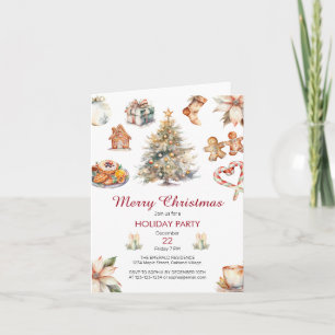 Festive Watercolor Christmas Party Invitation