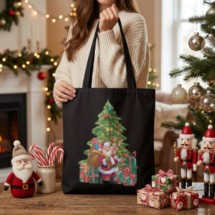 Festive Watercolor Christmas Santa Claus  Tote Bag