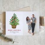 Festive Watercolor Christmas Tree Christmas Photo Holiday Card<br><div class="desc">Merry Christmas! Send your Christmas wishes and messages to family and friends with this customisable Christmas card. It features a watercolour Christmas tree with red ornaments on a wicker basket. Personalise by adding your details. This watercolour Christmas card is available in other colours and cardstock. Matching items are also available....</div>