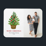 Festive Watercolor Christmas Tree Christmas Photo Magnet<br><div class="desc">Celebrate the holiday spirit with our customisable photo Christmas magnet! Perfect for capturing your favourite festive moments, this magnet allows you to create a unique keepsake that showcases your family’s joy and love during the holiday season. It features a watercolour Christmas tree with red ornaments on a wicker basket. Personalise...</div>