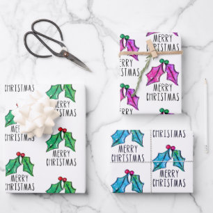 Festive Watercolor Christmas Wrapping Wrapping Paper Sheet