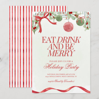 Festive Watercolor Coquette Christmas Party Invite
