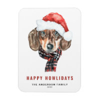 Festive Watercolor Dachshund Santa Happy Howlidays